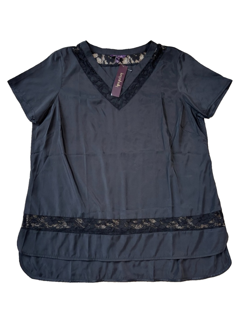 NWT - Long Tall Sally Black Lace Trim Top Size 18